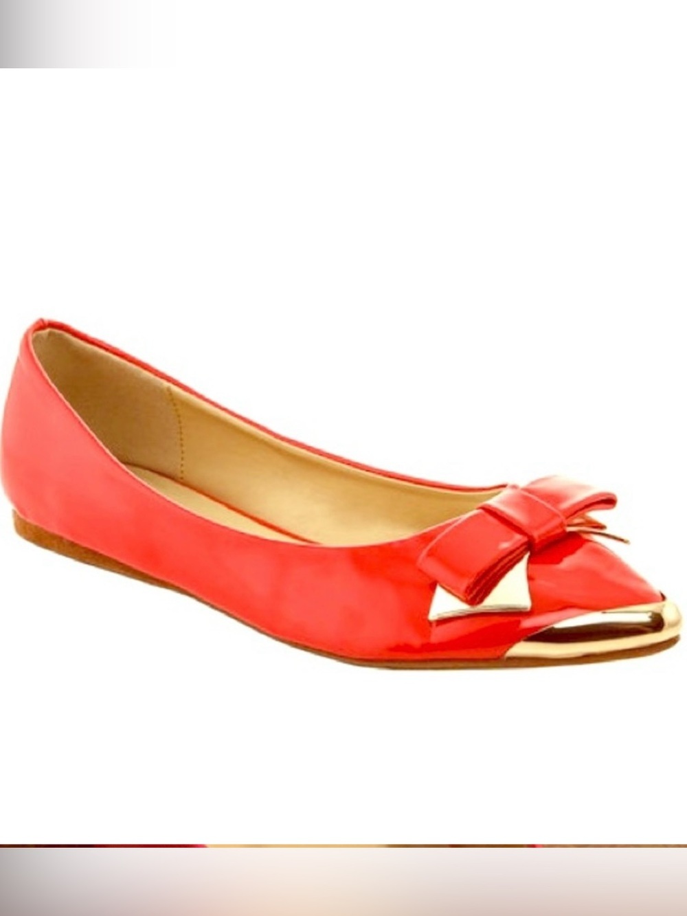 ❤️2/$15 or 3/$21❤️Lady Godiva Salmon Patent Leather w/Bow Flats, Dize 6.5